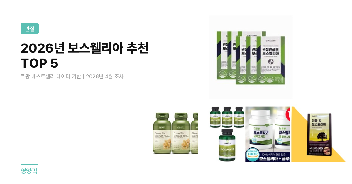 보스웰리아 추천 TOP 5 — 식약처 등록·1정당 가격·리뷰 기준 비교 분석 (2026)